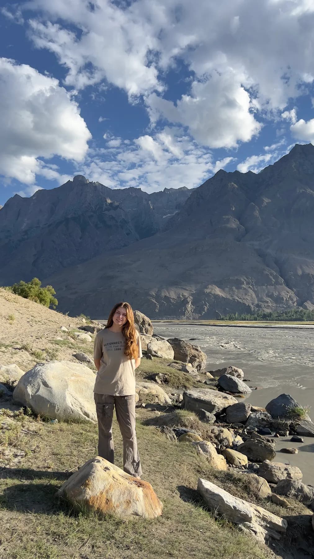 A guest on the riverbank under the Karakoram