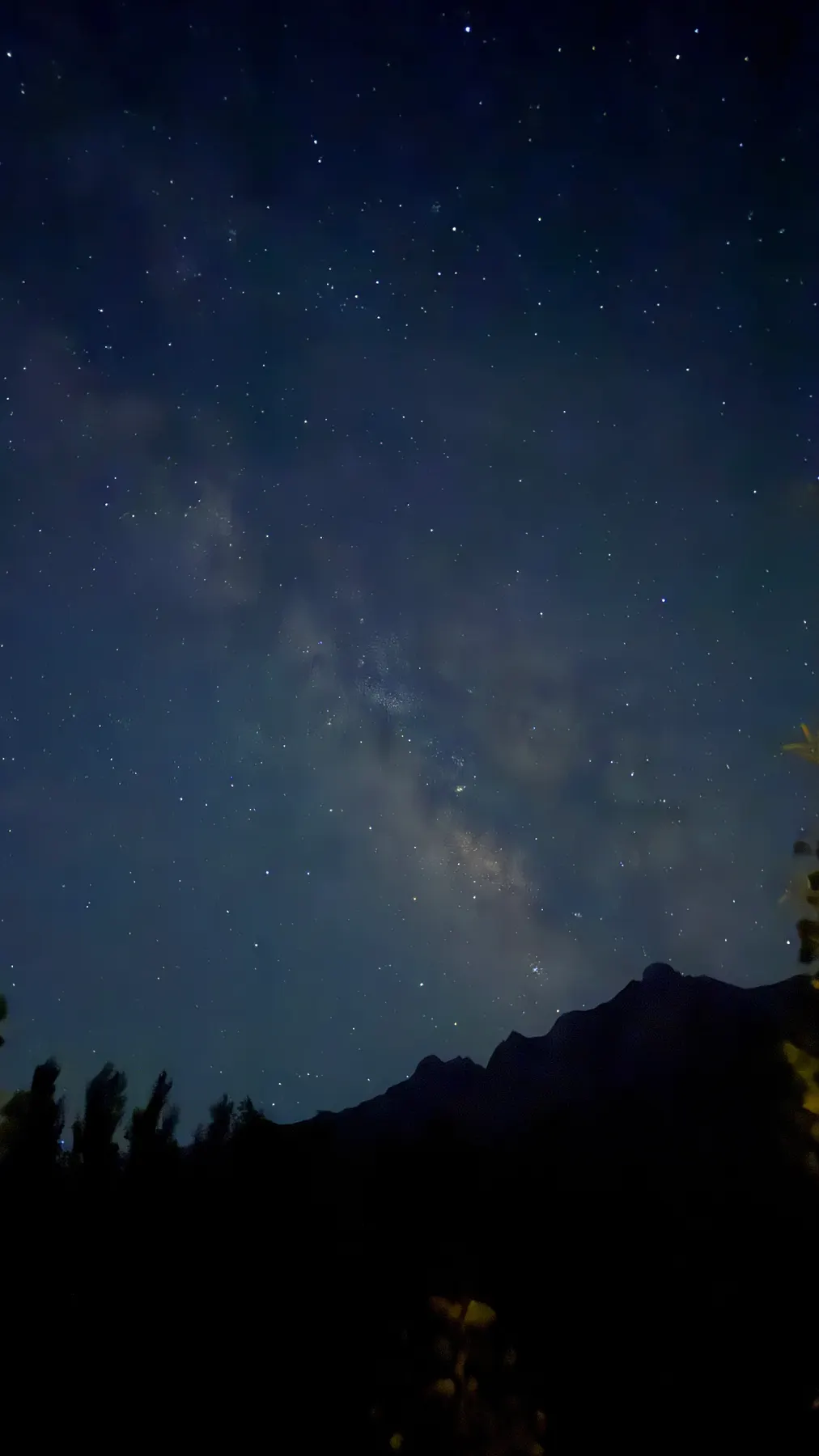 The Milky Way over the mountain ridge